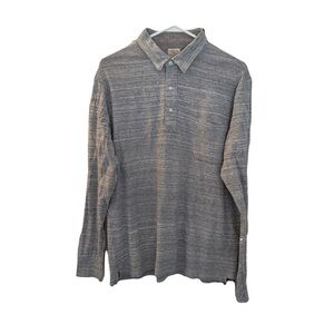 Men's‎ Faherty Long Sleeved Polo Pullover Shirt Heather Gray Size XL